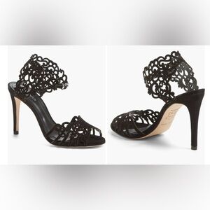 Klub Nico Moxie' Laser Cutout Sandal Women’s 9 M Black Cutout Women's Heels